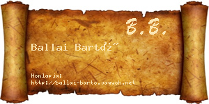 Ballai Bartó névjegykártya